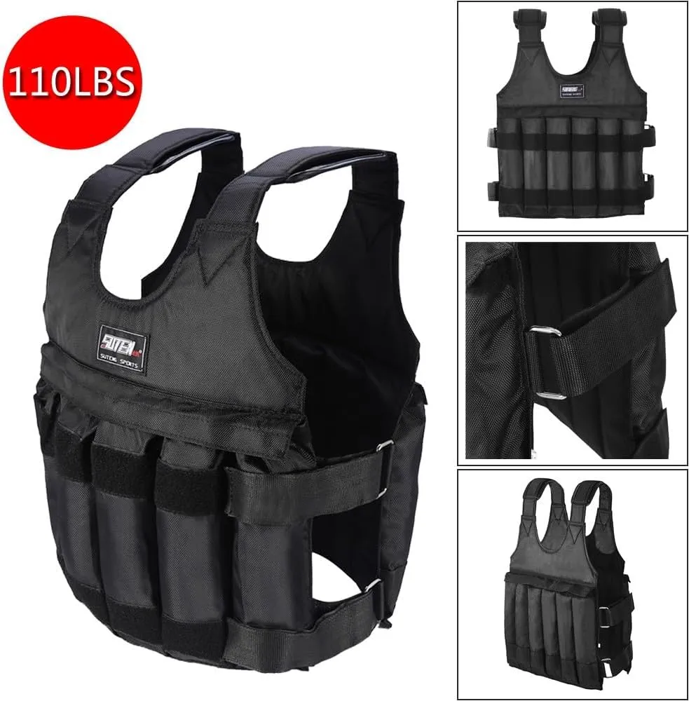 110LB Weighted Vests Workout Vests, Adjustable Body Weight Vest with Reflective Stripe Running Vest for Men Women Strength Training, Training Workout, Jogging, Walking