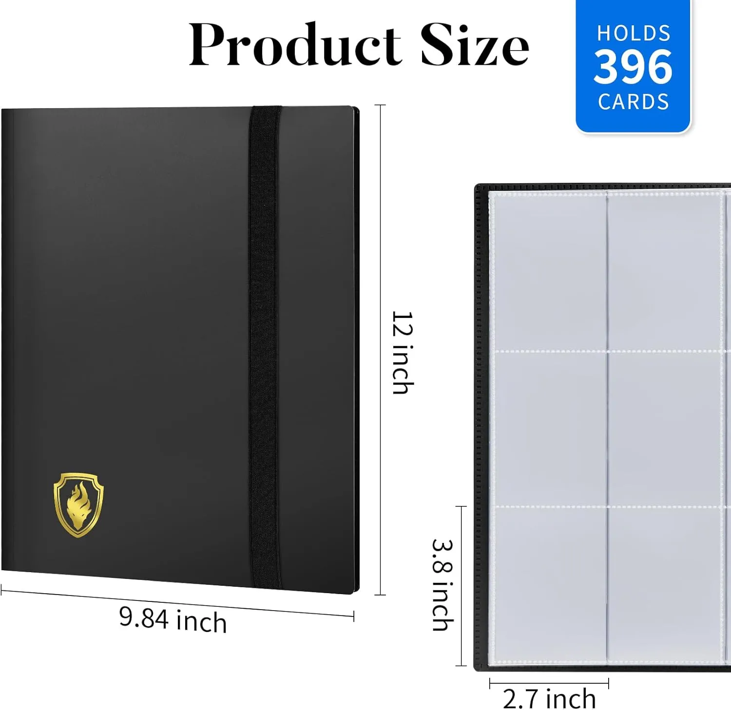 396 Pockets Trading Card Binder - 9 Pocket Premium Collector Album for Standard Cards, Side Loading Collection Folder for MTG, TCG, Game and Sport Cards, Blue