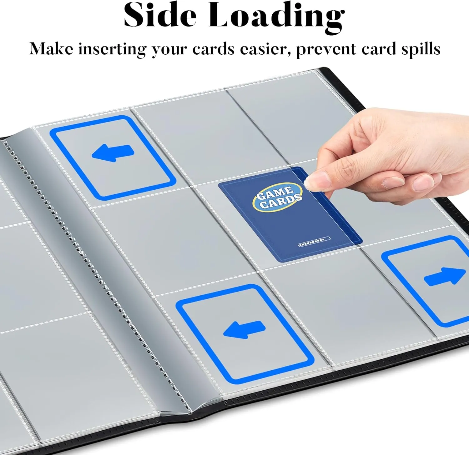 396 Pockets Trading Card Binder - 9 Pocket Premium Collector Album for Standard Cards, Side Loading Collection Folder for MTG, TCG, Game and Sport Cards, Blue