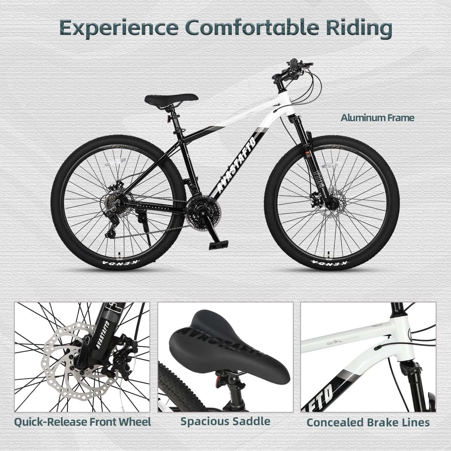AVASTA Earth 26 27.5 inch Mountain Bike with 21-SpeedAluminum Frame, Dual Disc Brake, Comfortable Saddle,Multiple Colors