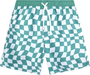 Boys Swim Trunks - Quick Dry Sun Protection Board Shorts with Breathable Mesh Lining and Drawstring Waist (Sizes: 8-18)