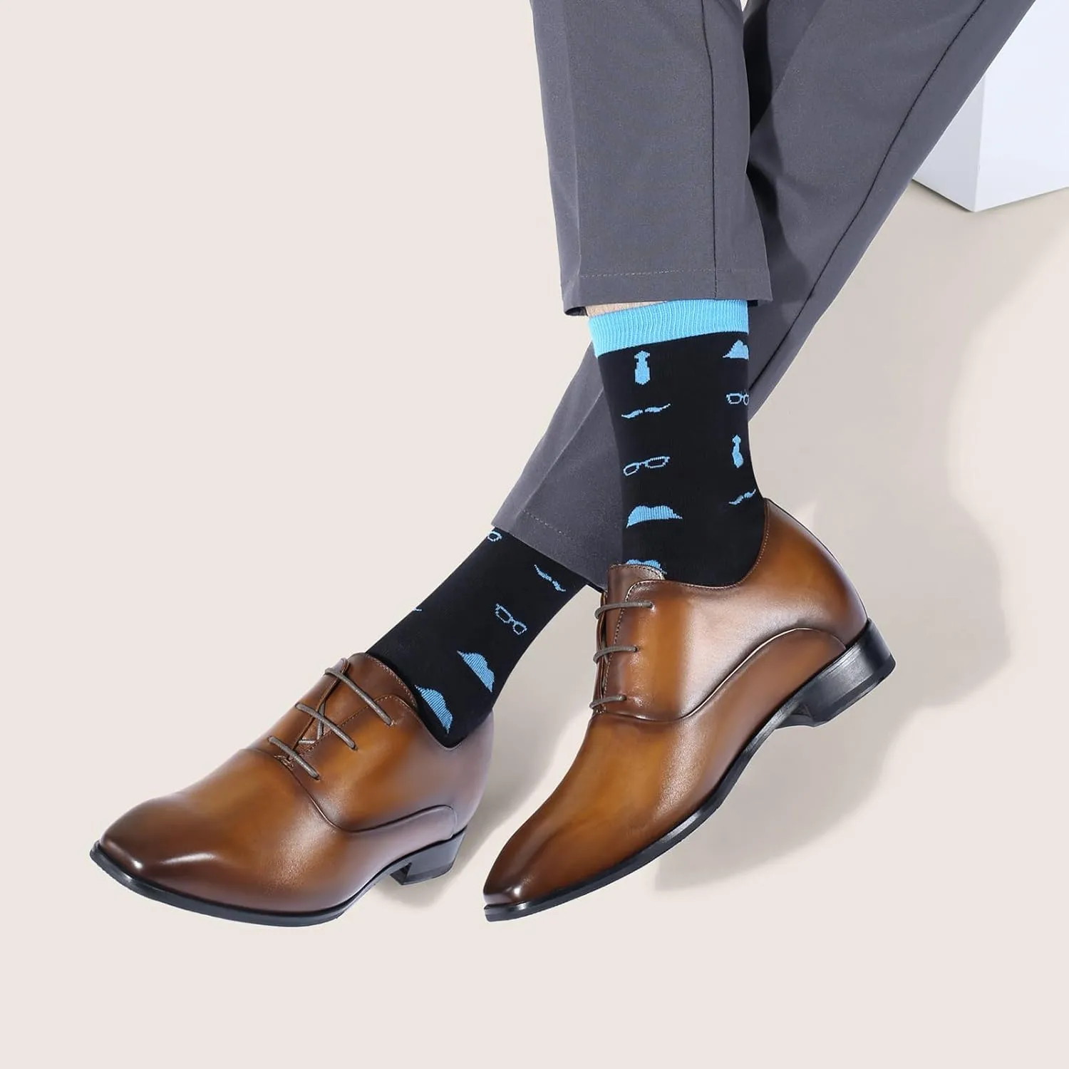 CHAMARIPA Elevator Shoes for Men Invisible Height Increasing Elevator Shoes Lace up Leather Formal Oxford Dress Tuxedo Lift Shoes Make You Taller