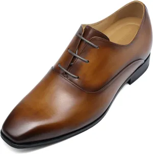 CHAMARIPA Elevator Shoes for Men Invisible Height Increasing Elevator Shoes Lace up Leather Formal Oxford Dress Tuxedo Lift Shoes Make You Taller