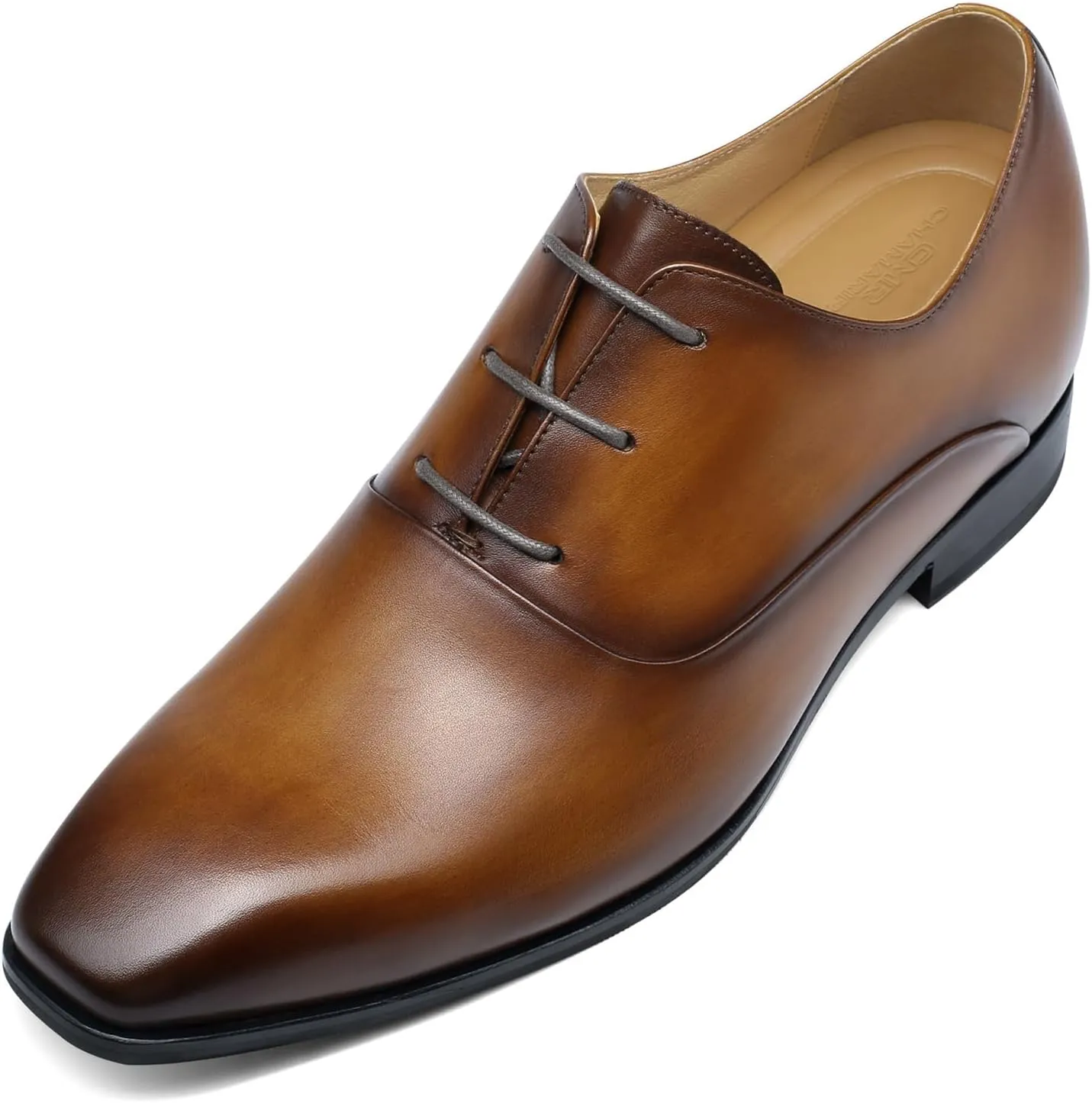 CHAMARIPA Elevator Shoes for Men Invisible Height Increasing Elevator Shoes Lace up Leather Formal Oxford Dress Tuxedo Lift Shoes Make You Taller
