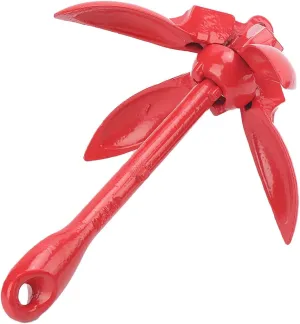 Foldable Grapnel Anchor, 3.3lbs Stainless Steel Folding Grapnel Anchor with Easy Installation for Boat Yacht Rafts Canoes Kayaks, Red