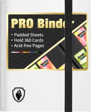 Heavy Duty Card Binder, Fabmaker 9 Pocket Trading Card Binder Holds 360 Cards, Sleek Side-Loading Card Album, Sturdy Card Collection Folder for TCG, MTG, Yugioh, Other Game Cards, Sport Cards, White