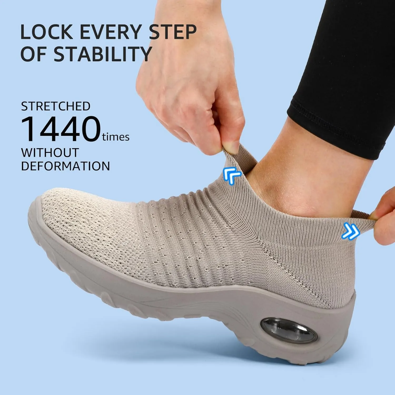 HKR Womens Walking Shoes with Arch Support Lightweight Slip On Sneakers for Plantar Fasciitis