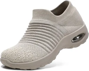 HKR Womens Walking Shoes with Arch Support Lightweight Slip On Sneakers for Plantar Fasciitis