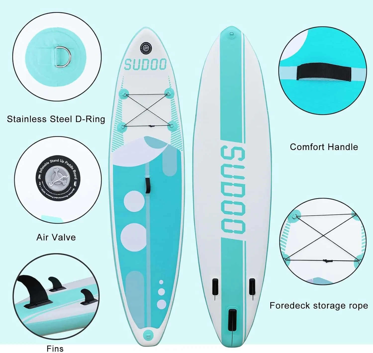 Inflatable Stand Up Paddle Board 106x33- Ultra-Light SUP with Backpack, Pump, Paddle, Coil Leash, 3 Fins, Repair Kit, Stable Design, Non-Slip EVA Deck for Adults & Youth
