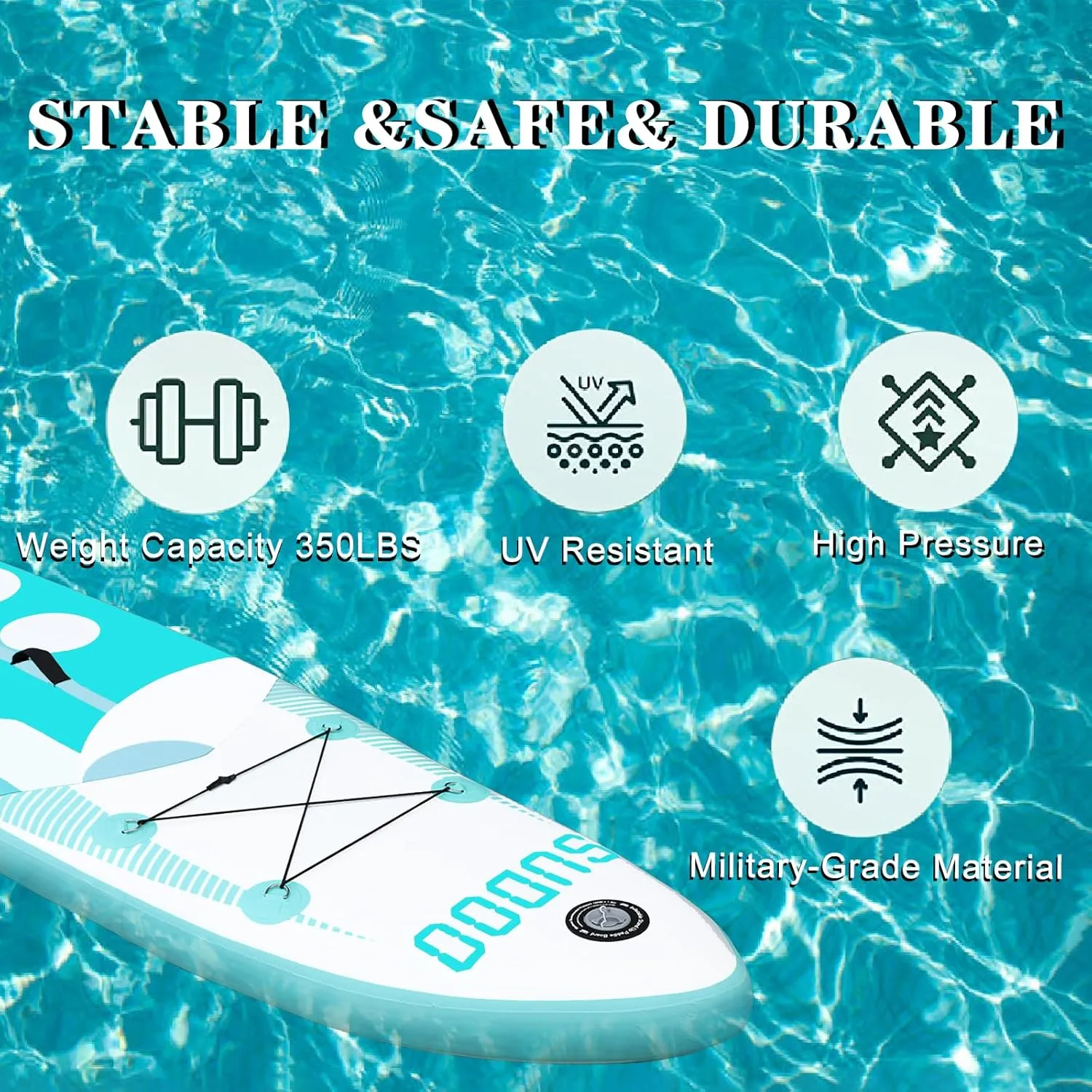 Inflatable Stand Up Paddle Board 106x33- Ultra-Light SUP with Backpack, Pump, Paddle, Coil Leash, 3 Fins, Repair Kit, Stable Design, Non-Slip EVA Deck for Adults & Youth
