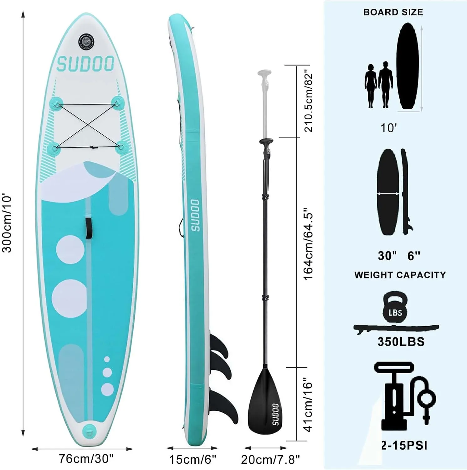 Inflatable Stand Up Paddle Board 106x33- Ultra-Light SUP with Backpack, Pump, Paddle, Coil Leash, 3 Fins, Repair Kit, Stable Design, Non-Slip EVA Deck for Adults & Youth