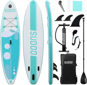 Inflatable Stand Up Paddle Board 106x33- Ultra-Light SUP with Backpack, Pump, Paddle, Coil Leash, 3 Fins, Repair Kit, Stable Design, Non-Slip EVA Deck for Adults & Youth