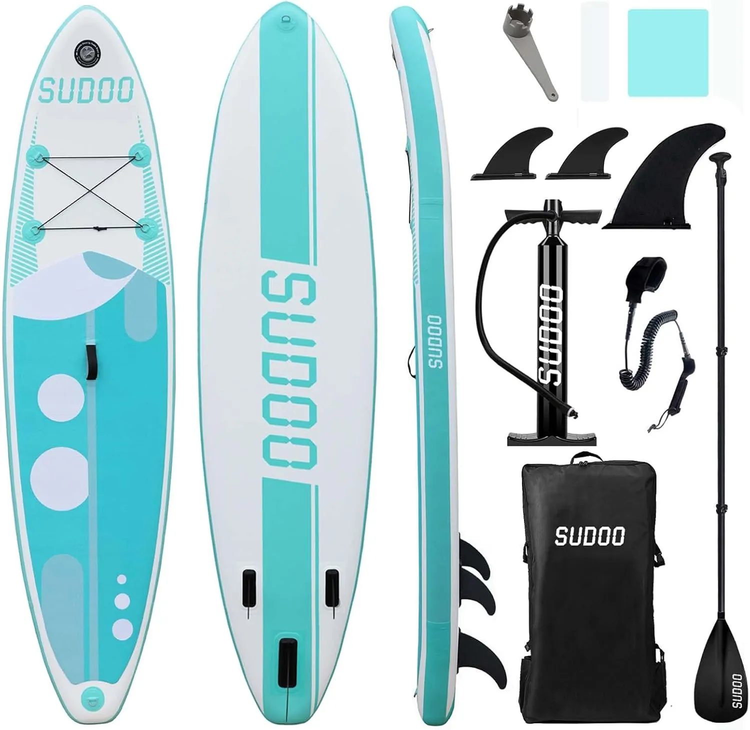 Inflatable Stand Up Paddle Board 106x33- Ultra-Light SUP with Backpack, Pump, Paddle, Coil Leash, 3 Fins, Repair Kit, Stable Design, Non-Slip EVA Deck for Adults & Youth