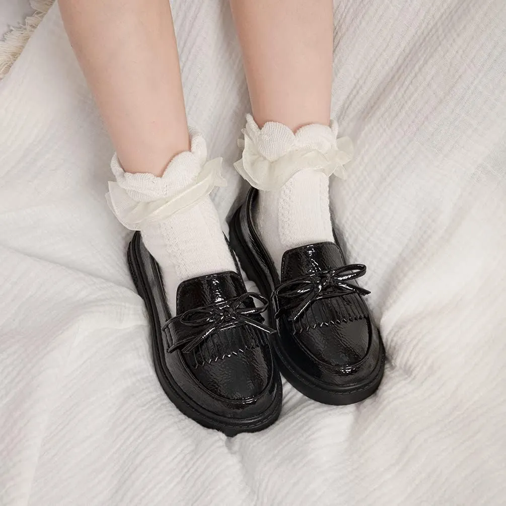 KIDSUN Toddler Boys Girls Dress Shoes Comfort Lace-Up Oxford School Uniform Shoes Loafer Flats (Toddler/Little Kid) E-Black