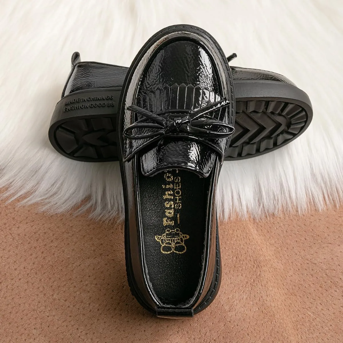 KIDSUN Toddler Boys Girls Dress Shoes Comfort Lace-Up Oxford School Uniform Shoes Loafer Flats (Toddler/Little Kid) E-Black