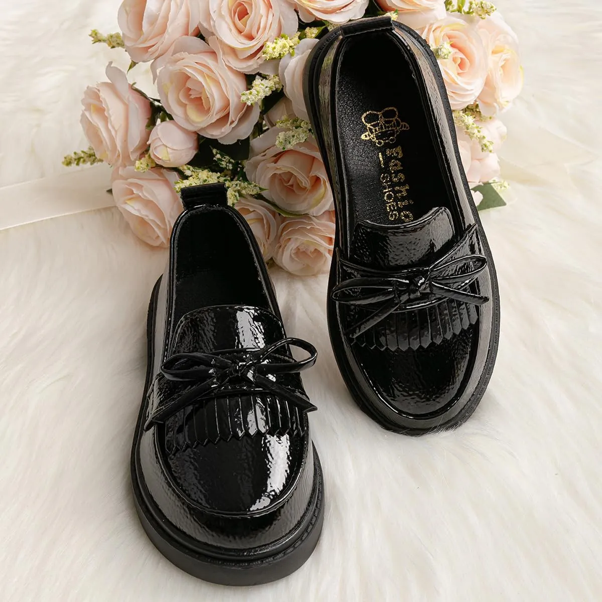 KIDSUN Toddler Boys Girls Dress Shoes Comfort Lace-Up Oxford School Uniform Shoes Loafer Flats (Toddler/Little Kid) E-Black