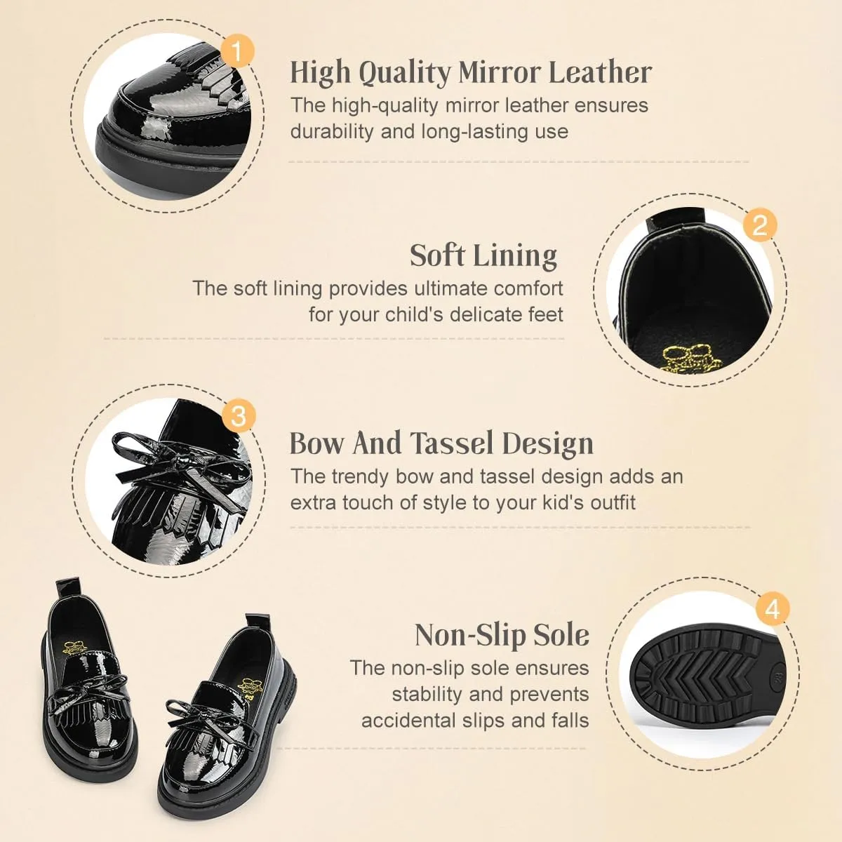 KIDSUN Toddler Boys Girls Dress Shoes Comfort Lace-Up Oxford School Uniform Shoes Loafer Flats (Toddler/Little Kid) E-Black