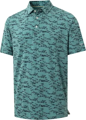 M MAELREG Golf Shirts for Men Print Performance Moisture Wicking Dry Fit Heather Stripe Collared Mens Polo Shirt Short Sleeve