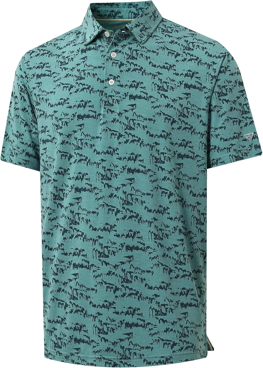 M MAELREG Golf Shirts for Men Print Performance Moisture Wicking Dry Fit Heather Stripe Collared Mens Polo Shirt Short Sleeve
