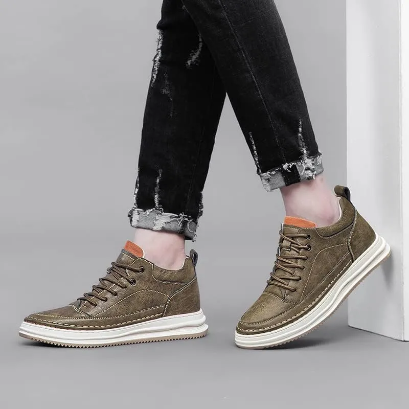 Men's Elevator Shoes Classic Casual Dress Increasing Height Oxford Shoes Casual Ankle Boots Outdoor Walking Shoes Slip On Sneakers
