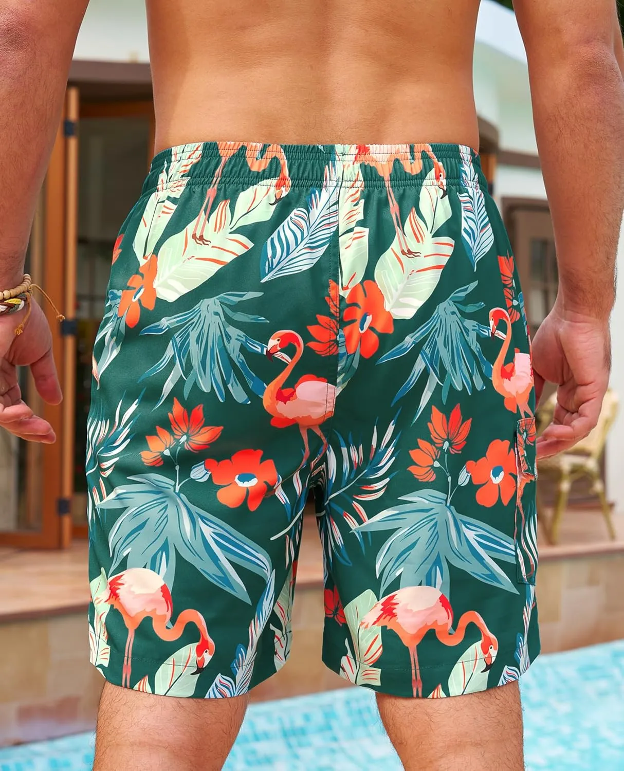 Milin Naco Mens Swim Trunks 7 Inch Inseam Compression Liner 2 in 1 Printed Swimming Short