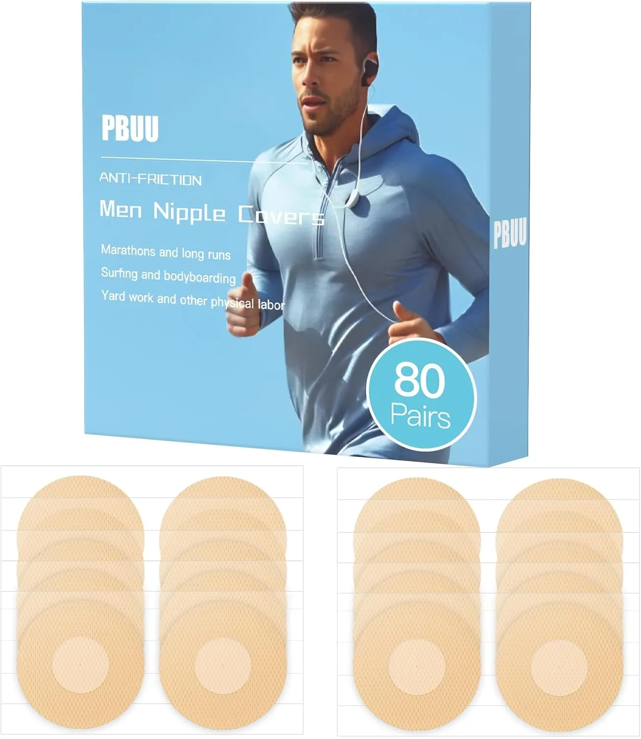 Nipple Covers for Men,100Pcs(50Pairs) or 160Pcs(80Pairs) Mens Nipple Covers,Anti-Chafing Running Nipple Covers Men