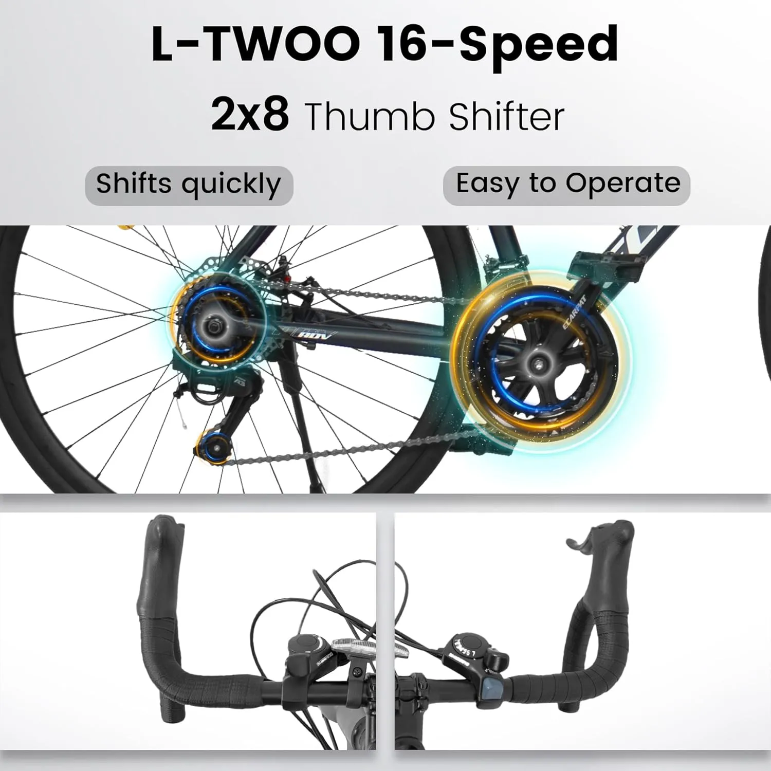 Road Bike 700C Tires, Drop Bar 16 Speeds Hybrid Bike for Men Women, Aluminum Alloy Lightweight Frame Disc Brake Racing Bike, City Commuting Road Bicycle for Men Women, Pink, White, Blue Color