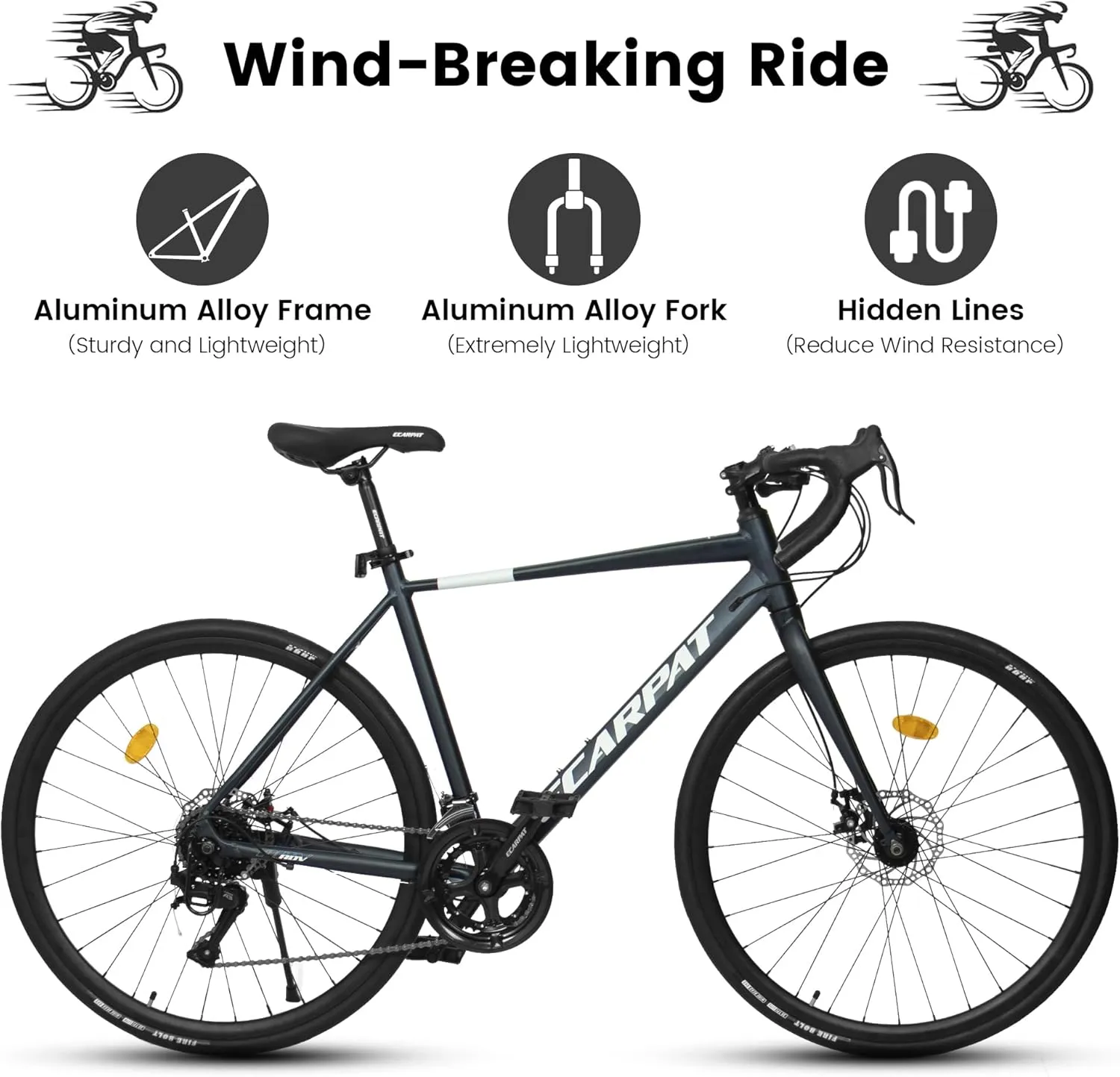 Road Bike 700C Tires, Drop Bar 16 Speeds Hybrid Bike for Men Women, Aluminum Alloy Lightweight Frame Disc Brake Racing Bike, City Commuting Road Bicycle for Men Women, Pink, White, Blue Color