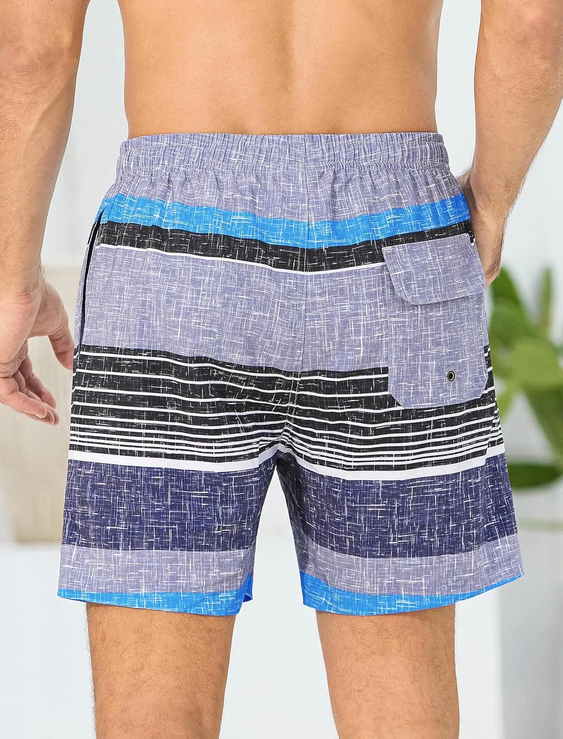 SILKWORLD Mens Swim Trunks with Compression Liner 6 Inch Inseam Quick Dry Beach Shorts Bathing Suit with Zipper Pockets