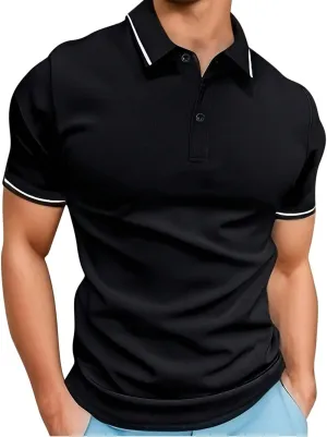 Sinzelimin Men's Polos Shirts Summer Short Sleeves Button up Lapel Short Sleeves Athletic Shirt & Tees Running Sport T-Shirts