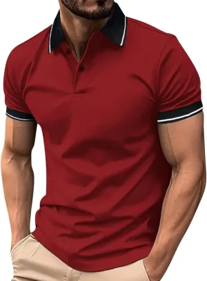 Sinzelimin Men's Polos Shirts Summer Short Sleeves Button up Lapel Short Sleeves Athletic Shirt & Tees Running Sport T-Shirts