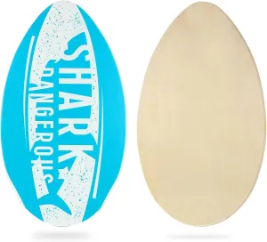 Skimboard 35 inch Skim Board for Kids Adults Wooden Skim Boards with High Gloss Coat for Beach Skimboards for Beginners to Intermediate (Blue Shark)