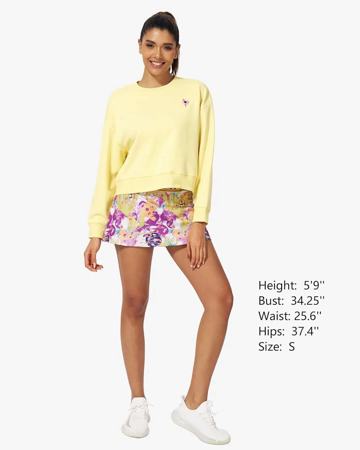 Stelle Cropped Sweatshirt for Women Crewneck Pullover Tops Oversized Long Sleeve Lightweight Casual Cotton Sweat Shirts