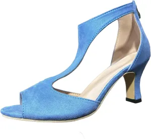 Summer Sandals for Women Open Toe Stiletto Heels T-Strap Dress Shoes Cutout Low Kitten Heeled Back Zip Retro Pumps