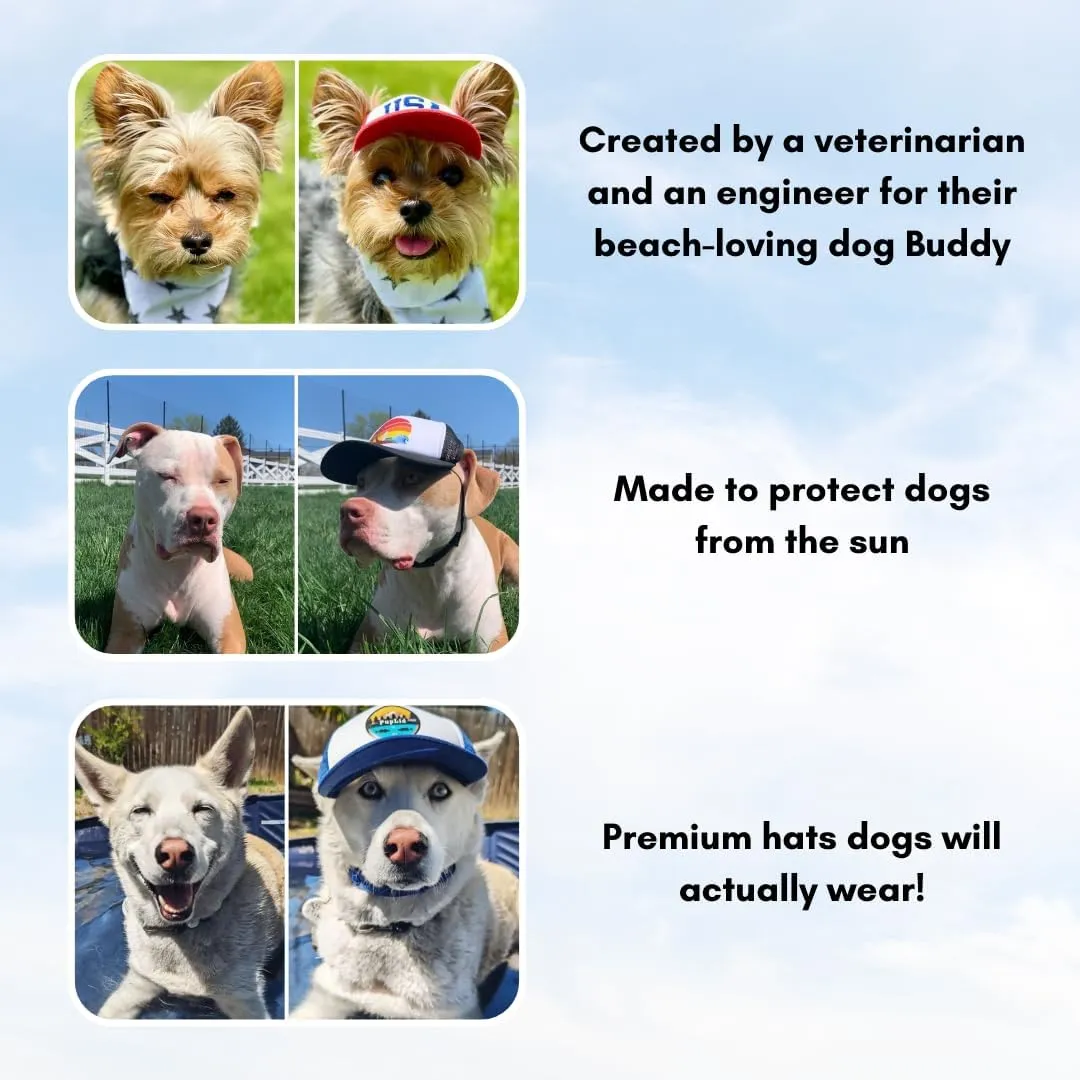 Sunset Collection, PupLid Trucker Hats for Dogs (XXS) Premium Stylish Sun Protection for The Modern Dog - Adjustable for Secure Comfortable Fit on Active Dogs (Black, All-Terrain)