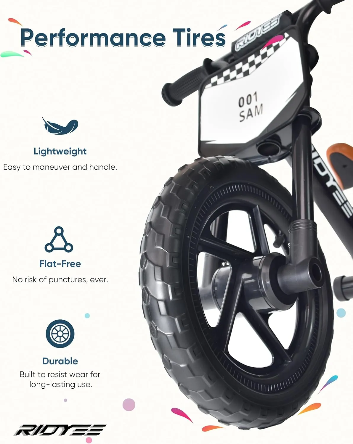 Toddler Balance Bike 2 Year Old, Kids Balance Bike for 2 to 5 Year with Tool-Free Adjustment, Limited Steering, Footrest, Custom Name Plate with Stickers, Gift Bike for 2-3 Boys
