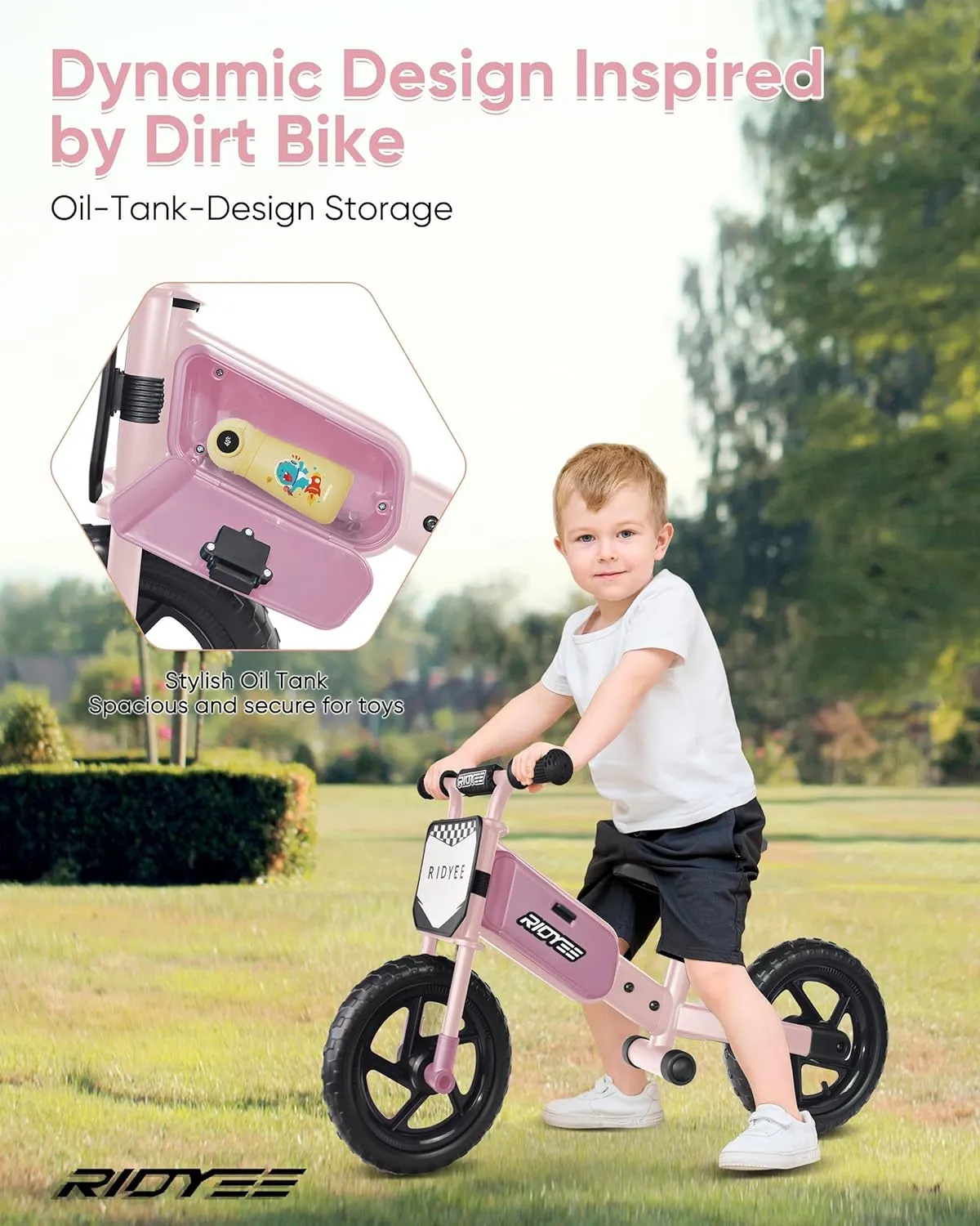 Toddler Balance Bike 2 Year Old, Kids Balance Bike for 2 to 5 Year with Tool-Free Adjustment, Limited Steering, Footrest, Custom Name Plate with Stickers, Gift Bike for 2-3 Boys