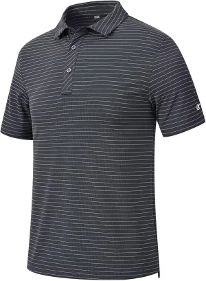 Tyhengta Men's Striped Shirt Short Sleeve Golf Polo Shirts