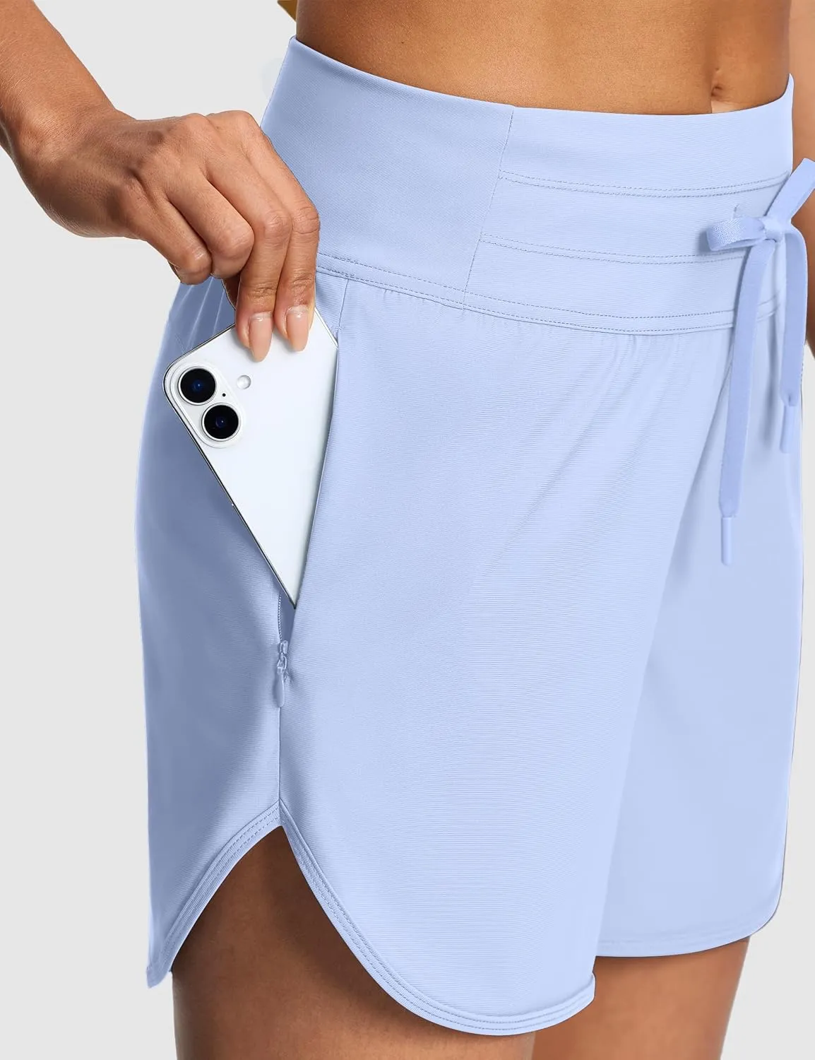 Women's 5" High Waisted Tummy Control Swim Board Shorts Quick Dry Swimming Shorts for Women with Liner Pockets