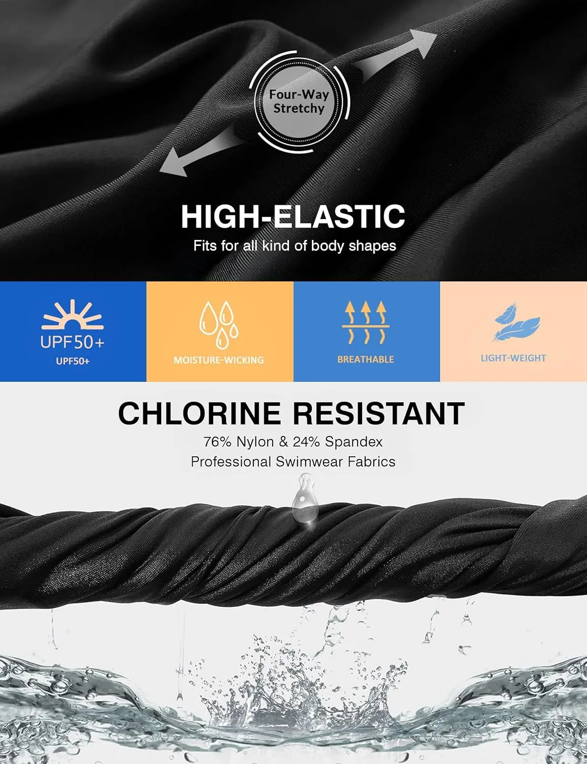 Women's 5" High Waisted Tummy Control Swim Board Shorts Quick Dry Swimming Shorts for Women with Liner Pockets
